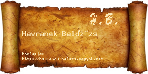 Havranek Balázs névjegykártya
